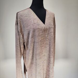 Halston Heritage V-Neck Top in Heathered Mauve
